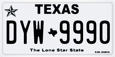 TX license plate DYW9990