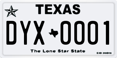 TX license plate DYX0001