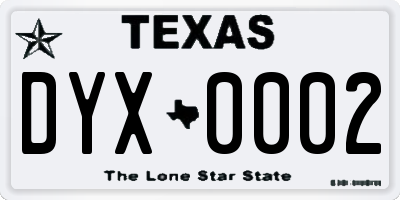 TX license plate DYX0002