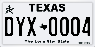 TX license plate DYX0004
