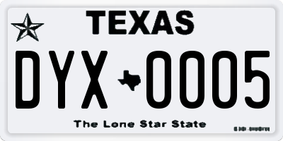 TX license plate DYX0005