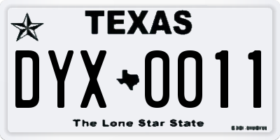TX license plate DYX0011