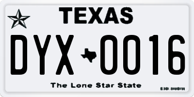 TX license plate DYX0016