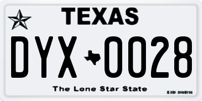 TX license plate DYX0028