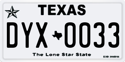 TX license plate DYX0033