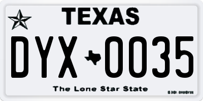 TX license plate DYX0035
