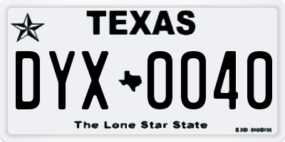 TX license plate DYX0040