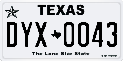 TX license plate DYX0043