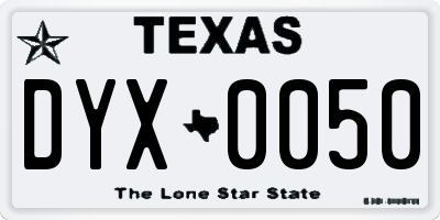 TX license plate DYX0050