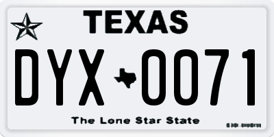 TX license plate DYX0071