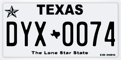 TX license plate DYX0074