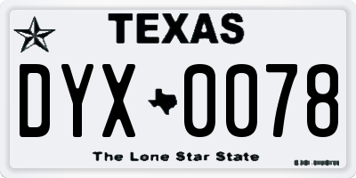 TX license plate DYX0078