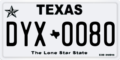 TX license plate DYX0080