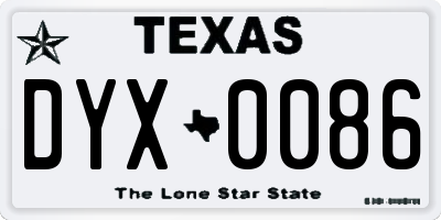 TX license plate DYX0086