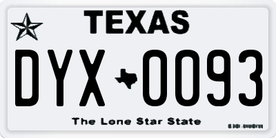 TX license plate DYX0093