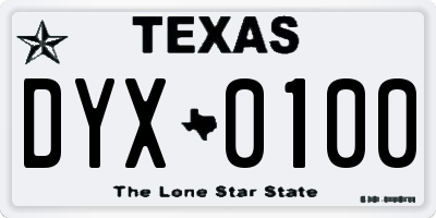 TX license plate DYX0100