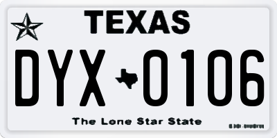 TX license plate DYX0106