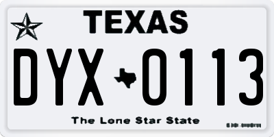 TX license plate DYX0113