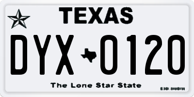 TX license plate DYX0120