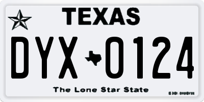 TX license plate DYX0124