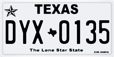 TX license plate DYX0135