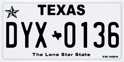 TX license plate DYX0136