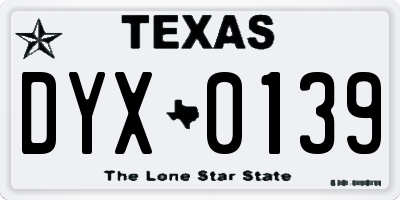 TX license plate DYX0139