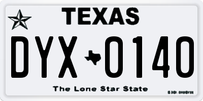 TX license plate DYX0140
