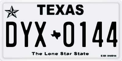TX license plate DYX0144
