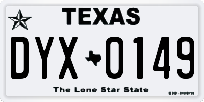 TX license plate DYX0149