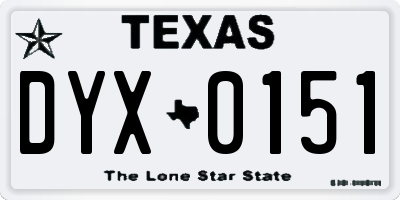 TX license plate DYX0151
