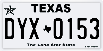 TX license plate DYX0153