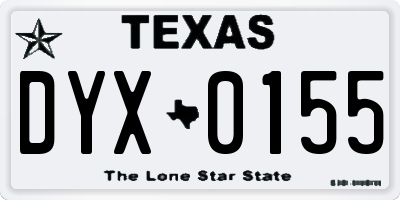 TX license plate DYX0155