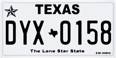 TX license plate DYX0158