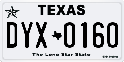 TX license plate DYX0160