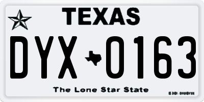 TX license plate DYX0163