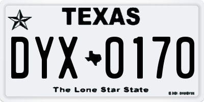 TX license plate DYX0170