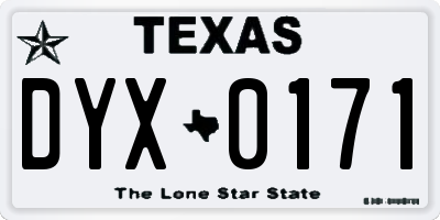 TX license plate DYX0171