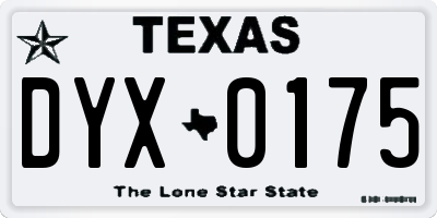 TX license plate DYX0175