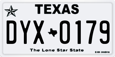 TX license plate DYX0179