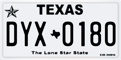 TX license plate DYX0180