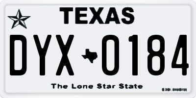 TX license plate DYX0184