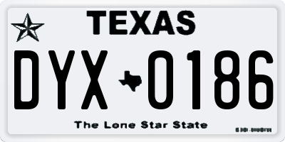 TX license plate DYX0186
