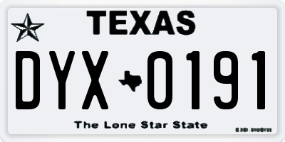TX license plate DYX0191