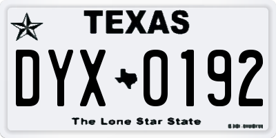 TX license plate DYX0192