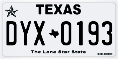 TX license plate DYX0193