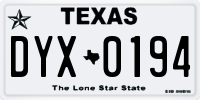 TX license plate DYX0194
