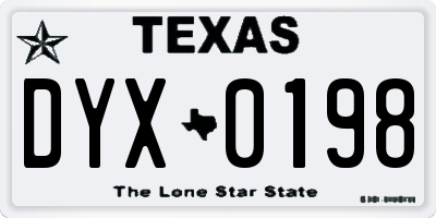 TX license plate DYX0198