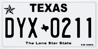 TX license plate DYX0211