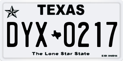 TX license plate DYX0217